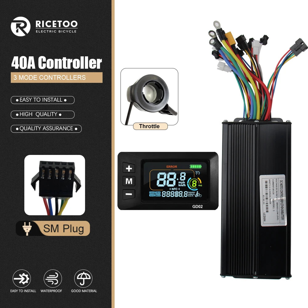 Three-Mode Electric Bike Controller 17A 26A 30A 40A 36/48V with S866 LCD Display