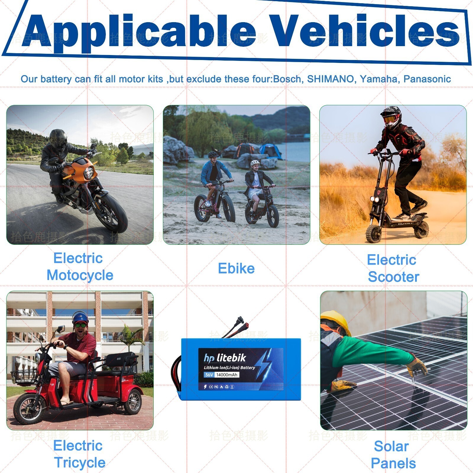 36V 14Ah Lithium ion Ebike Battery For 36V 0-1000W Electric E-bike Bike Motor US