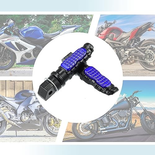 1 Pair Motorcycle Foot Pegs Aluminum Alloy Motorbike Footrests Pedals Blue