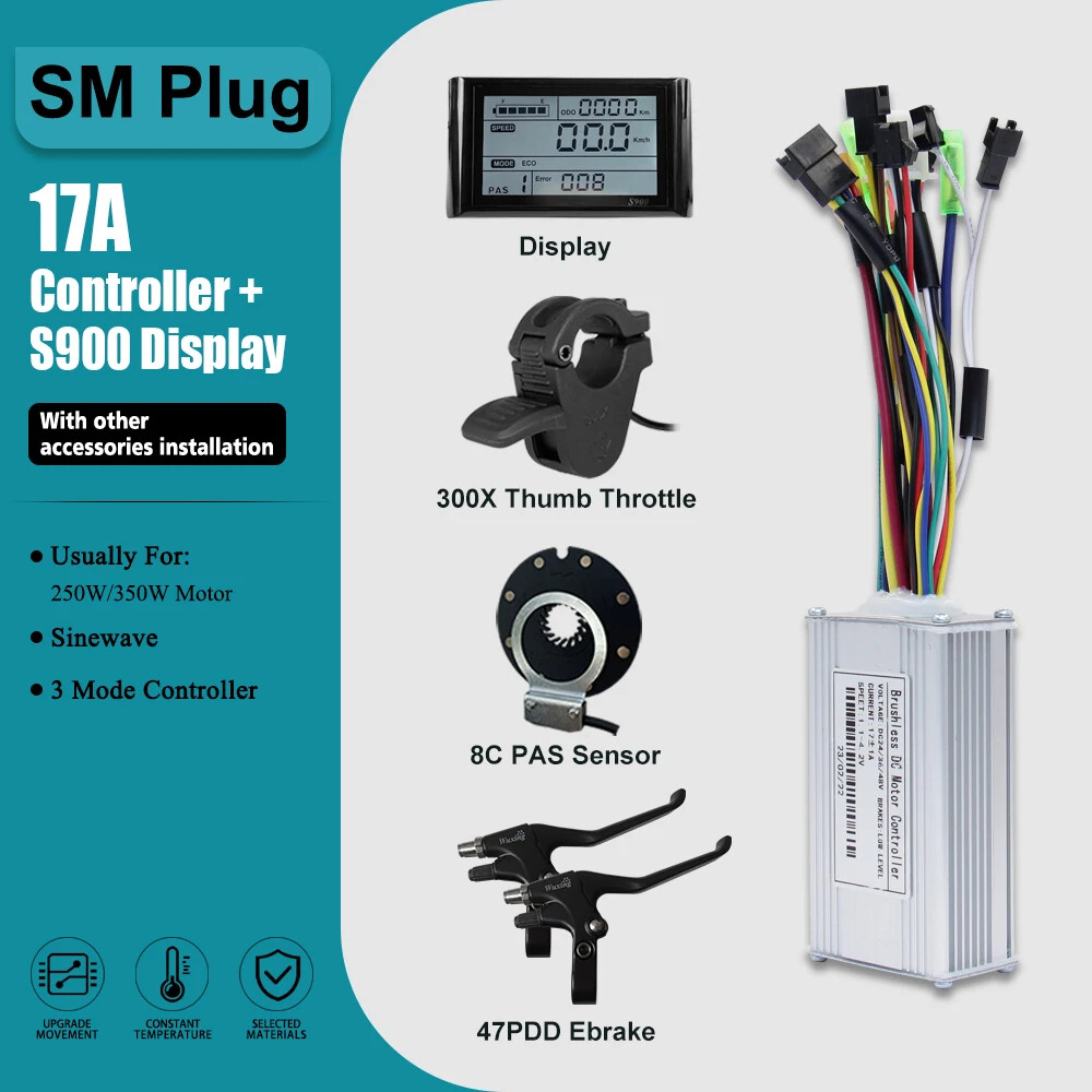 E-bike Three-Mode Controller Sine Wave with LCD Display 250-3000W Motor 17-60A