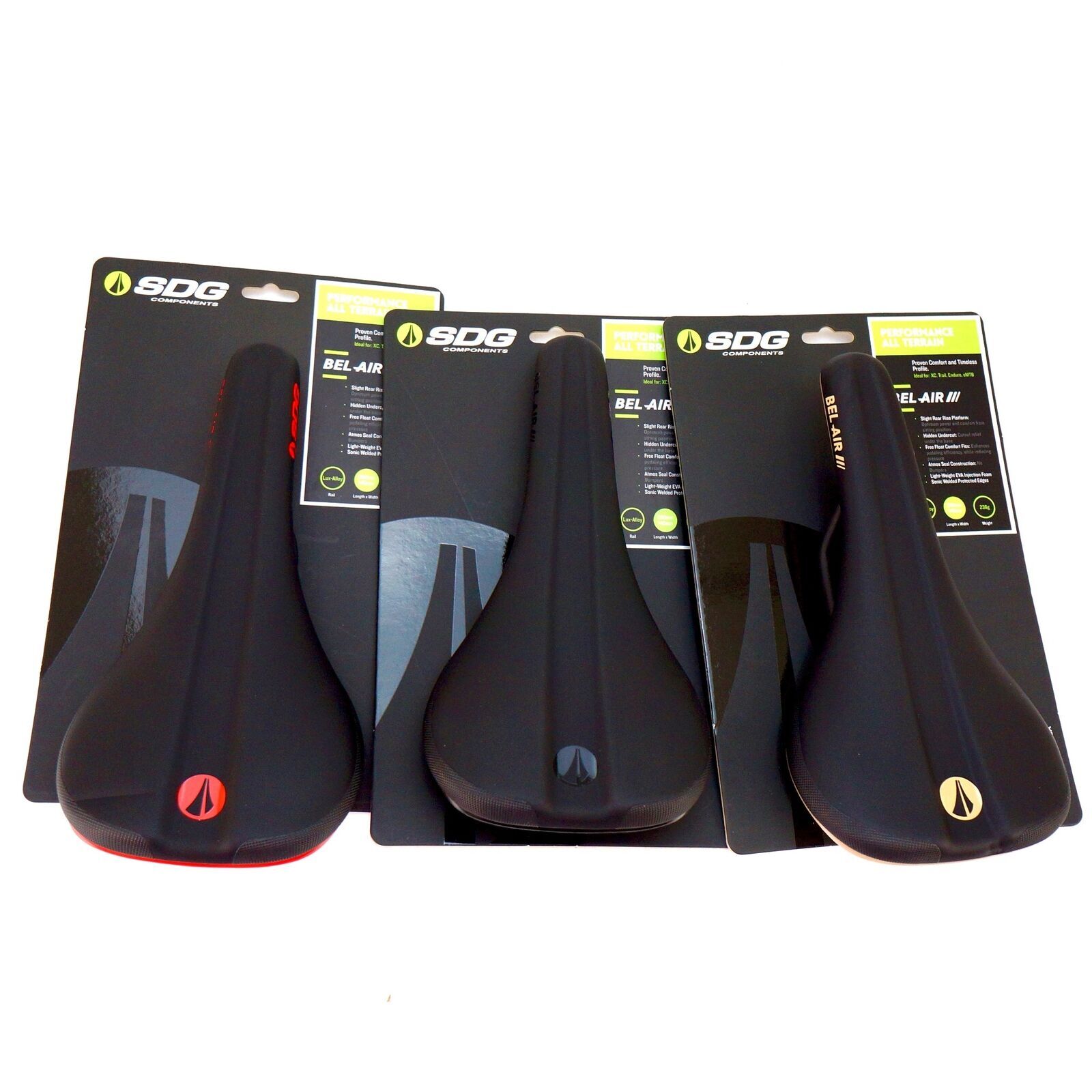 SDG Bel-Air 3.0 260x140mm Lux-Alloy Bicycle Saddle – Red/Black/Tan Base colors