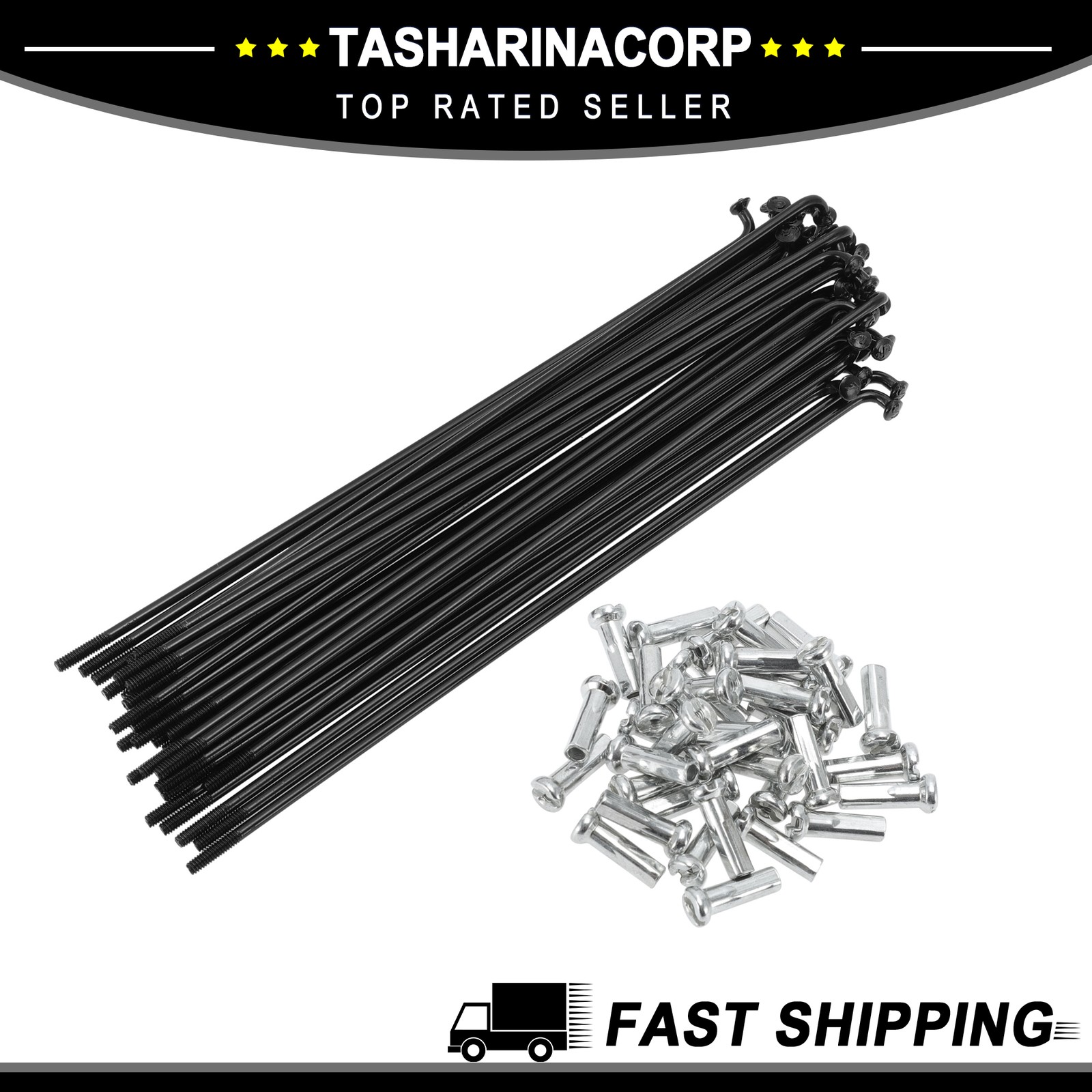 1 Set 14G 131mm Length Bicycle Spokes Nipple Carbon Steel Black Universal New