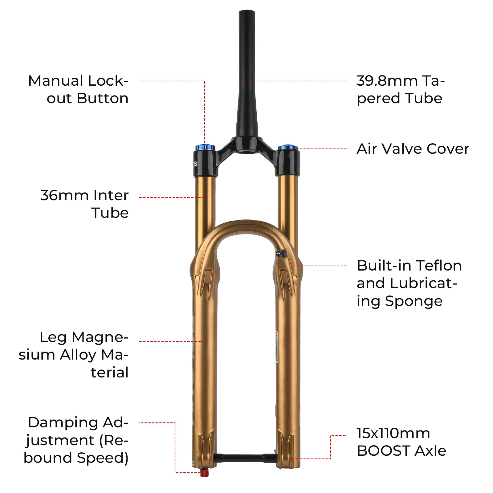 MTB Boost Air Suspension Fork 27.5/29Inch 160mm Travel Damping Adjustable Fork