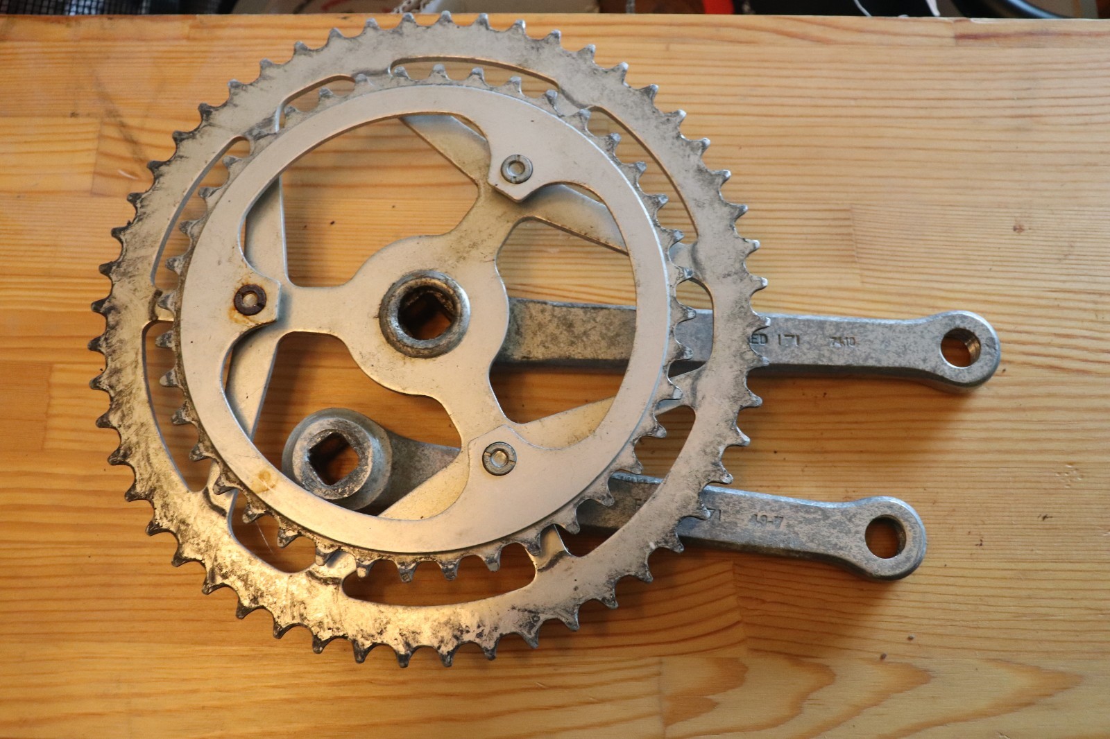 Vintage Sugino Maxy Crank Set 3 Arm 171 mm Forged Alloy 70s Race Eroica