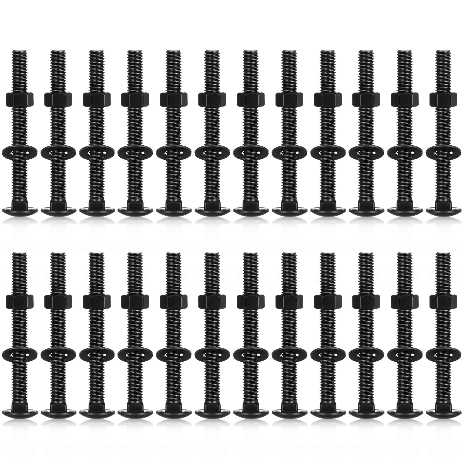 Zonon 50 Sets 1/4-20 x 2-1/2 Stainless Steel Carriage x 2-1/2″, Black