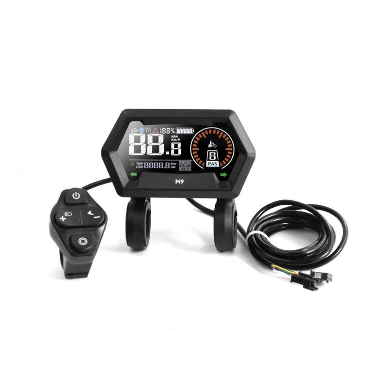 E-Bike Compatible M9 Smart LCD Color Screen with light wire 5PIN+2PIN SM plug.