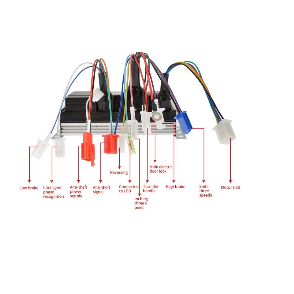 1x 48V-72V E-Bike Sine Wave Split Intelligent Motor Speed Controller 1500W Black