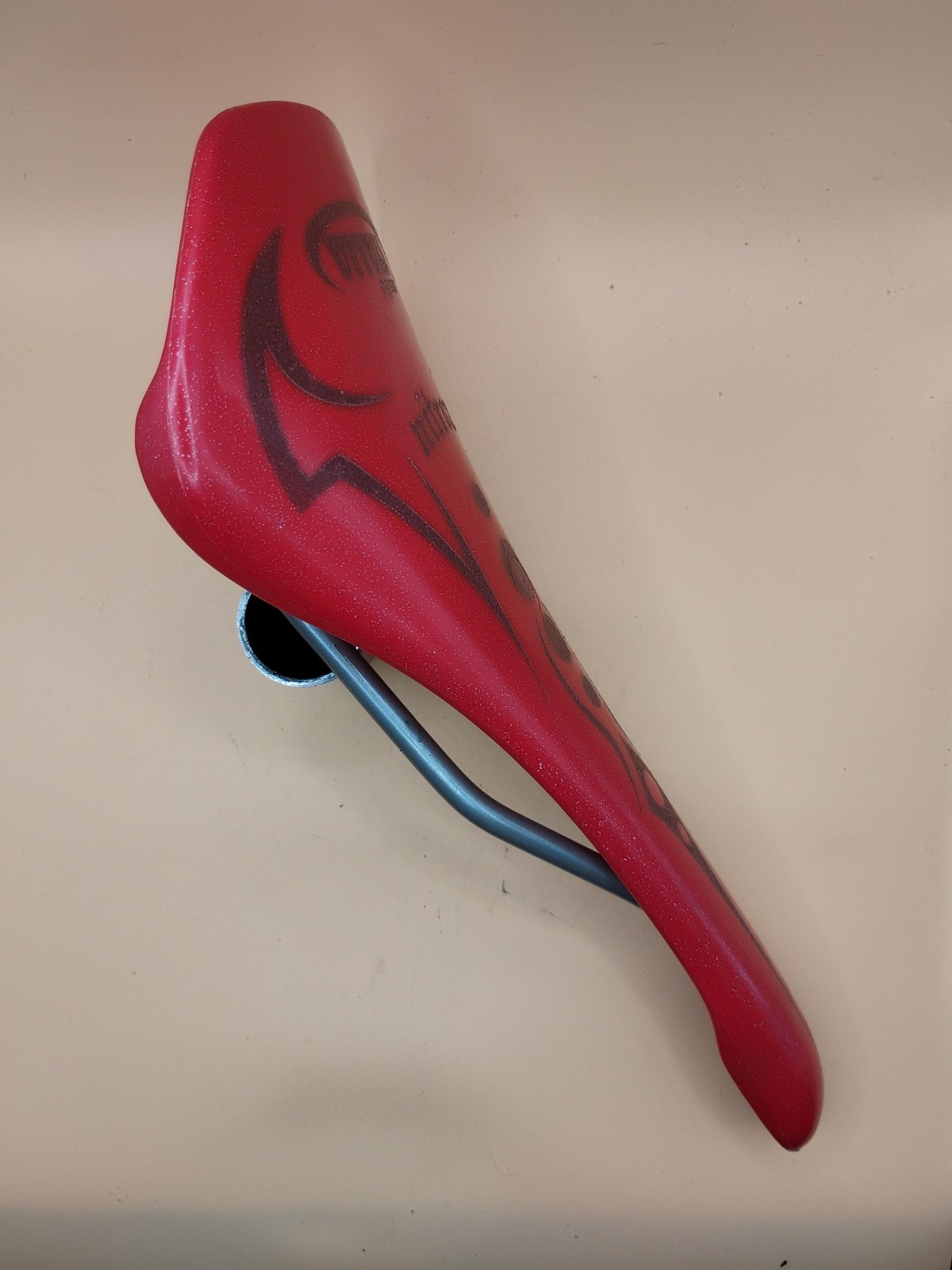 Selle Italia Nitrox Red Glitter Hardshell Saddle w/ Manganese Rails NOS
