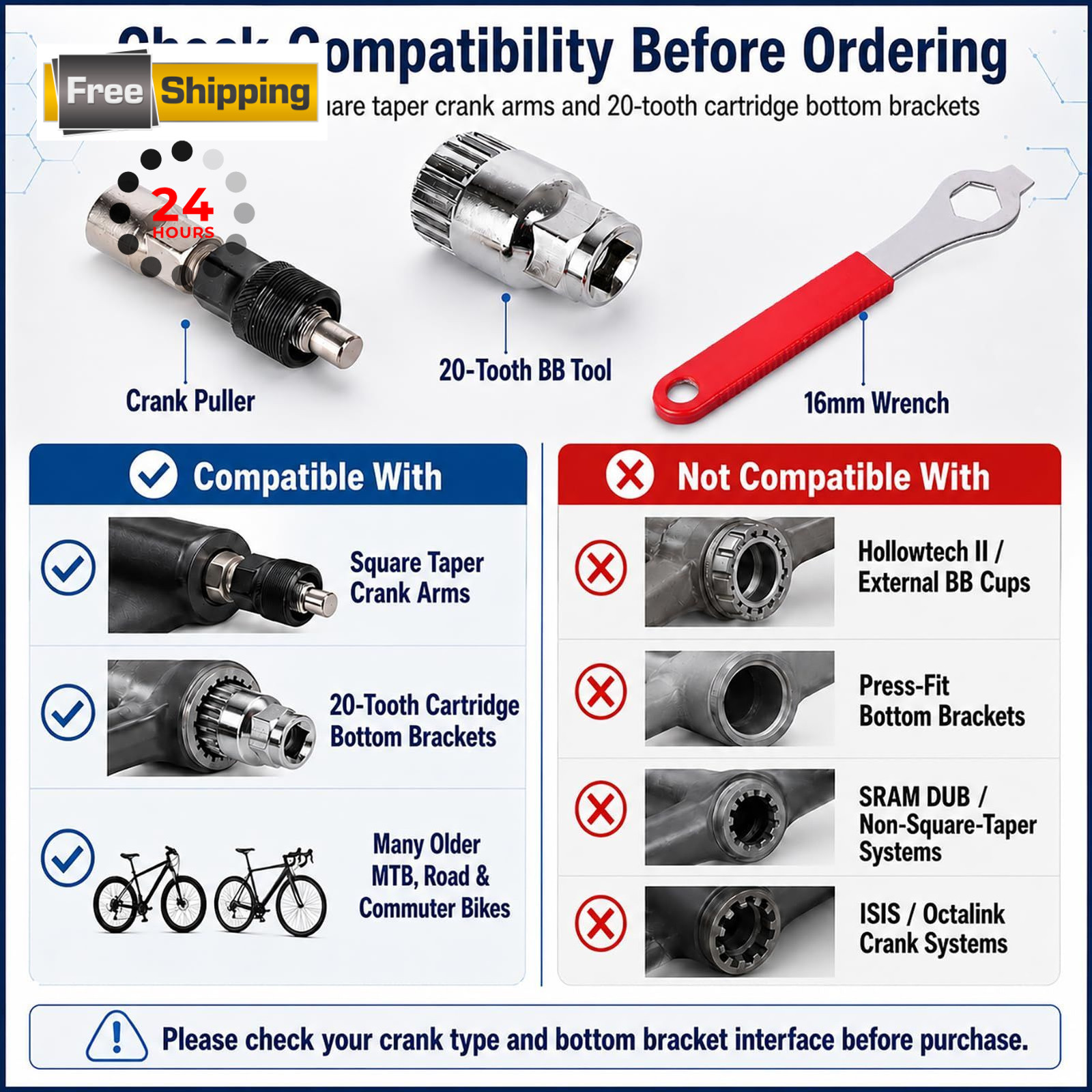 Bike Crank Puller Tool, Bicycle with Bottom Bracket General, sliver