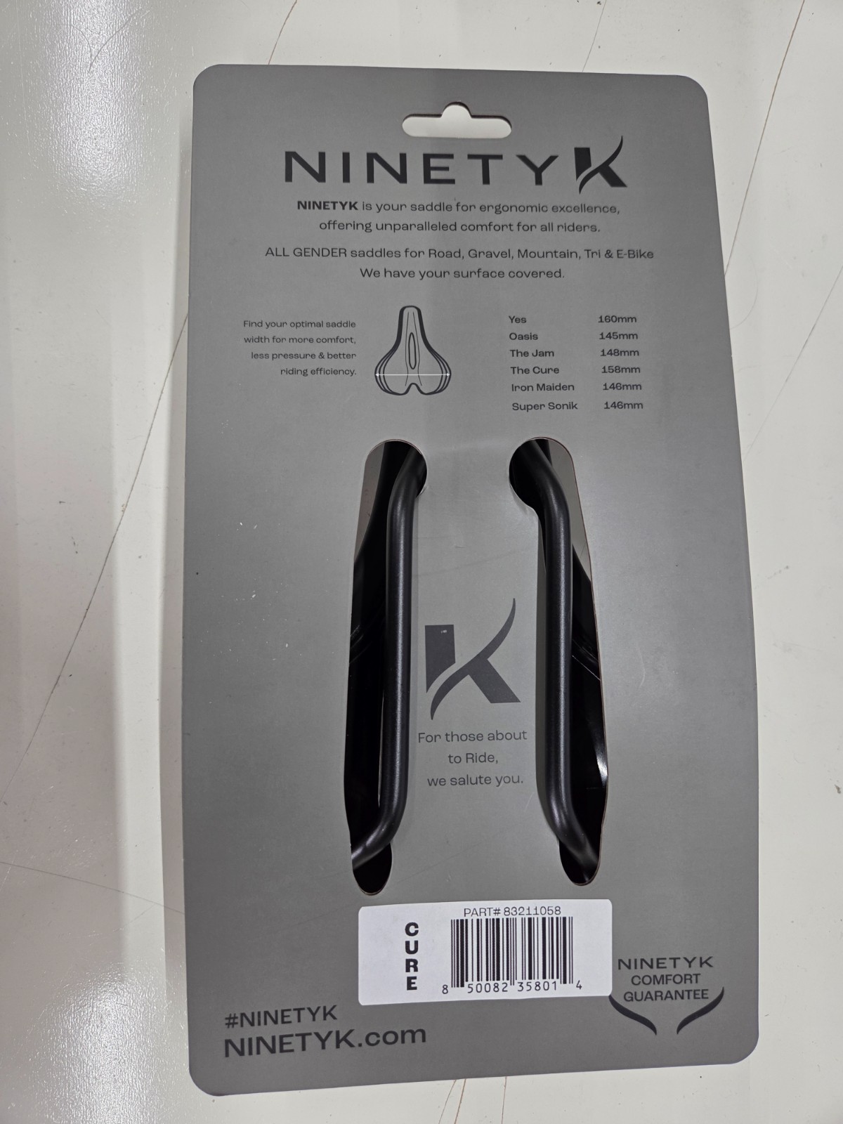 Ninety K Bicycle Saddle Road/Gravel/E-Bike Model «The Cure» 158mm Unwanted Gift