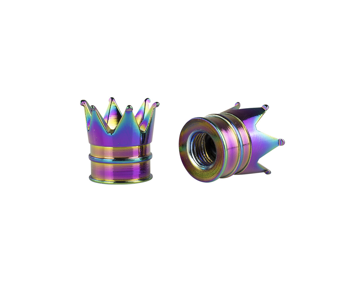 OG Crown Valve Caps Lowrider Bicycle Cruiser BMX MTB Bike Schrader Oil Slick