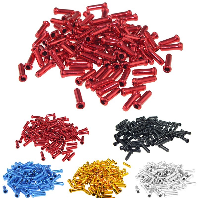 1.1cm*0.3cm Cable End Cap 100Pcs/Set Shift Brake Gear Tip Ferrules Aluminum New