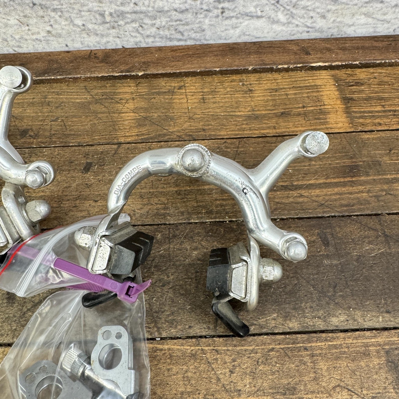 Vintage Dia Compe G Caliper Brakes Set Side Pull Silver Japan 80s 82 Front Rear