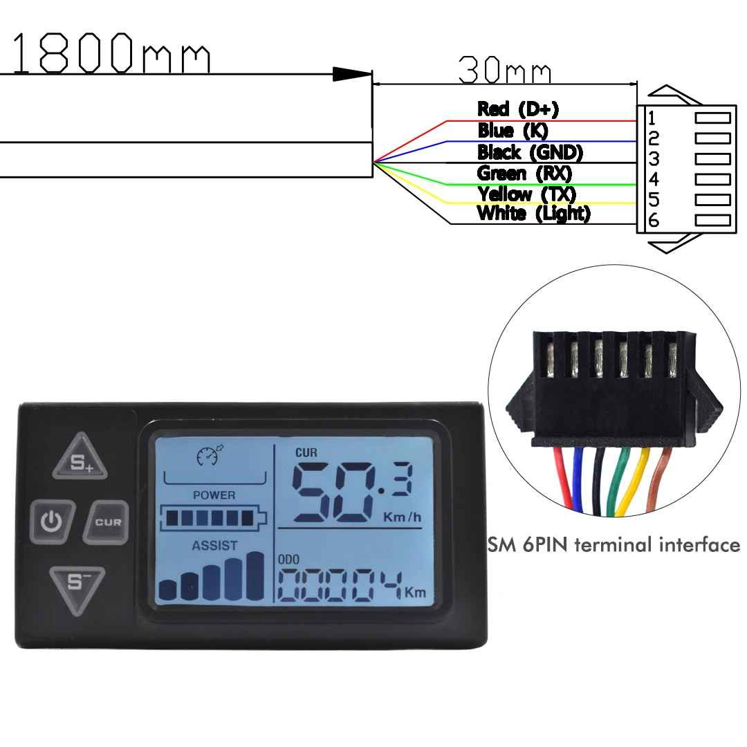 DISPLAY S861 UART2 ELECTRIC BIKE 24/36/48V 5PIN 6 PIN