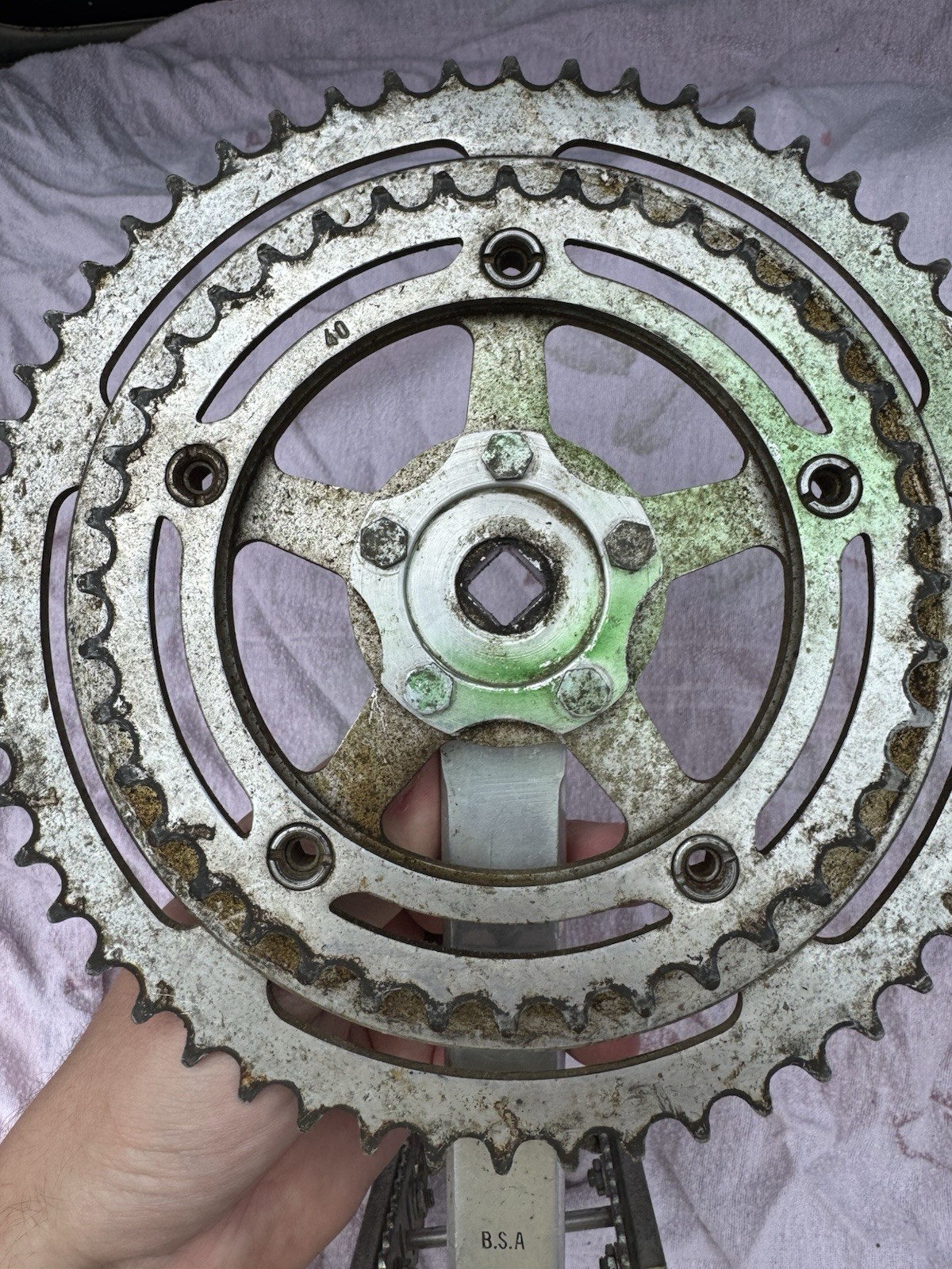 Nervar Crankset Square Taper 170 54/40 50.4 BCD Schwinn Vintage Bicycle Touring