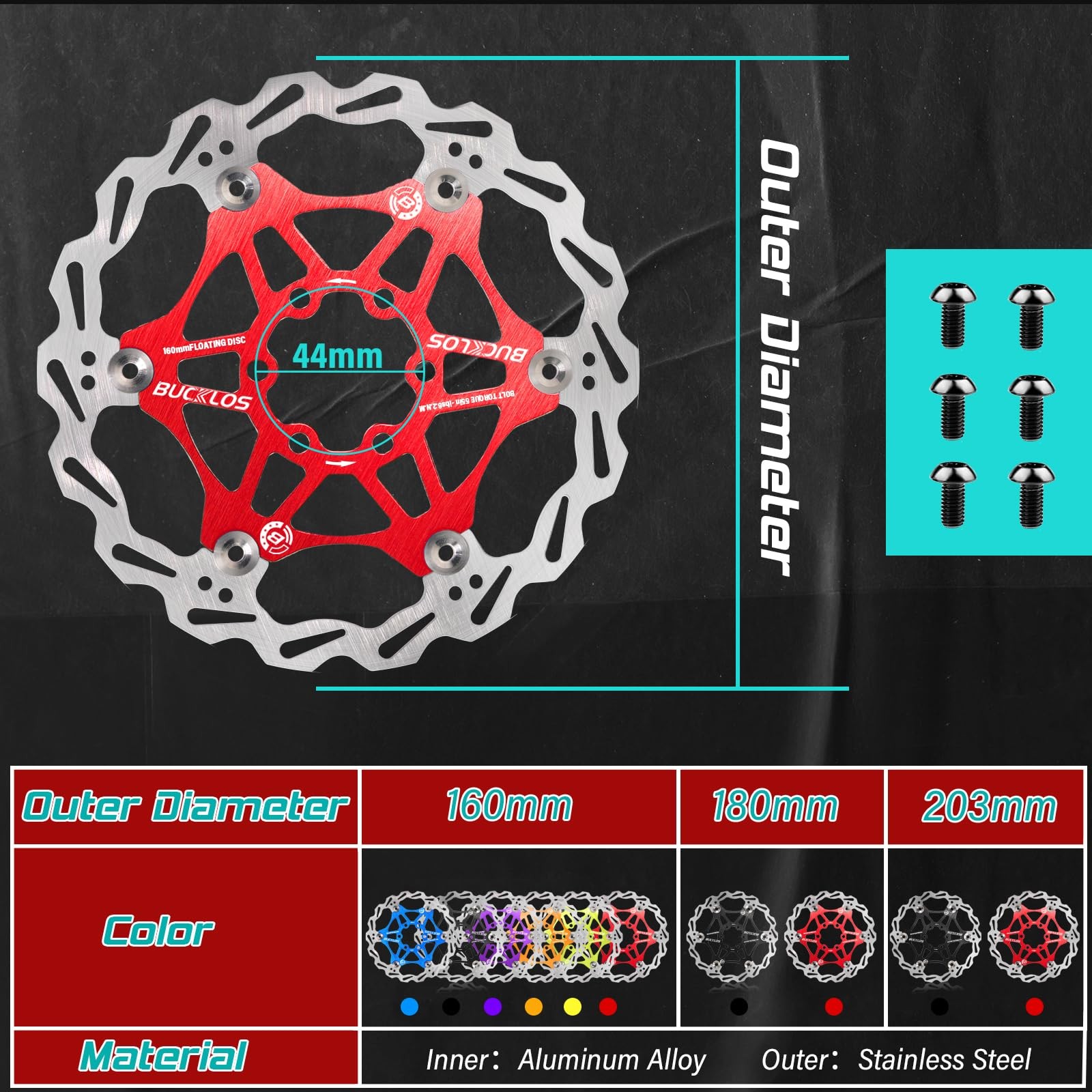 160mm 180mm 203mm Floating Disc Brake Rotor, Stainless Steel MTB Brakes Rotor…