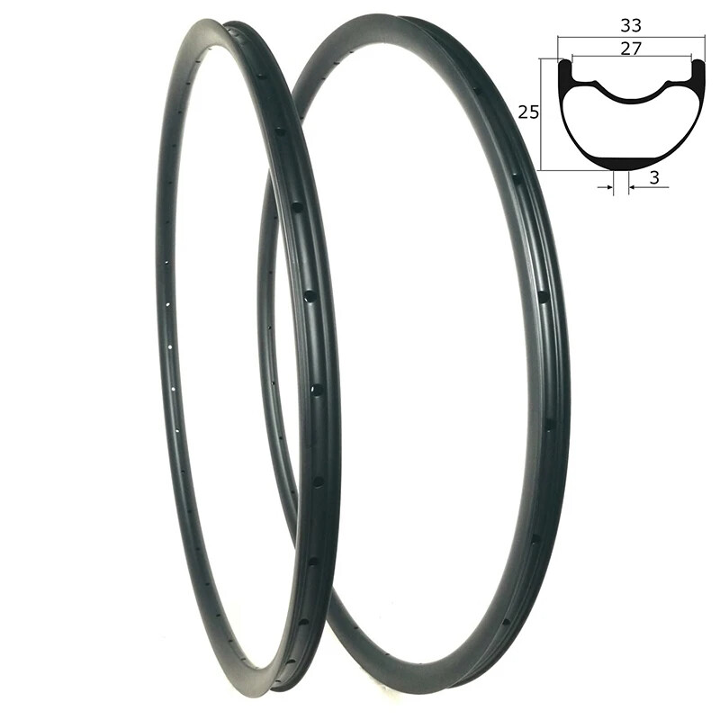 Mountain Bike 29er Carbon Rims 33*25mm UD Matte Glossy Tubeless Clincher 2pcs
