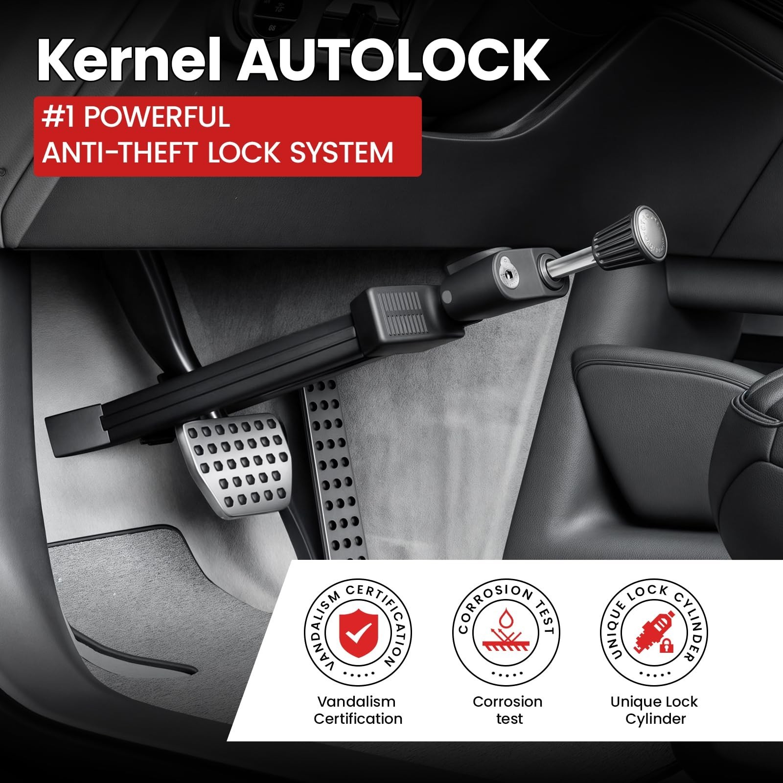 Brake Pedal Lock, Car Anti Theft Device, Heavy-Duty Retractable Car Theft Pre…