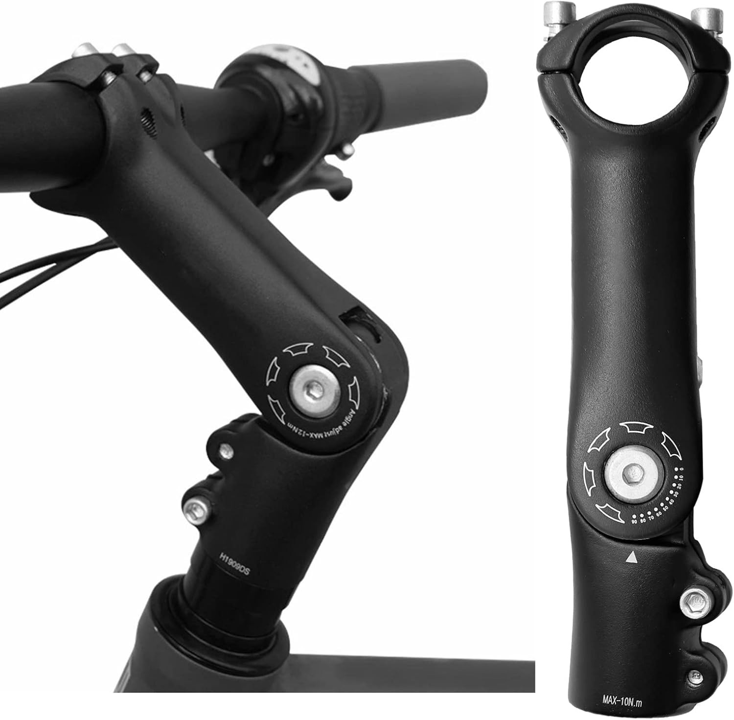 28.6Mm X 31.8Mm Adjustable Bicycle Handlebar Stem, 90Mm/110Mm, 0-90 Degree Rise,
