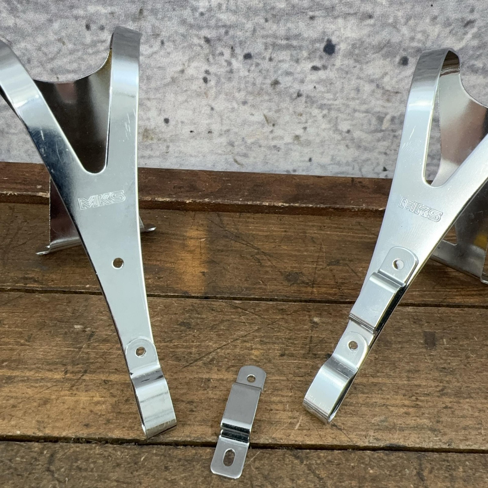 Vintage MKS Toe Clips Silver LL Deep NOS Pair Road Track Bike Pedal Steel Japan