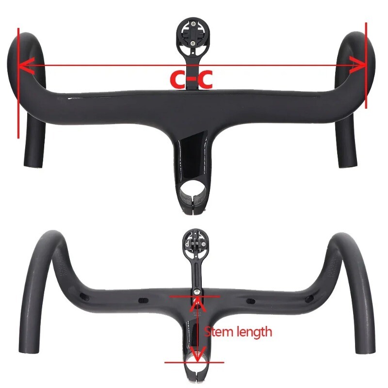 Carbon Road Bike Integrated Handlebar with Stem 28.6mm 340/360MM Include Spacers