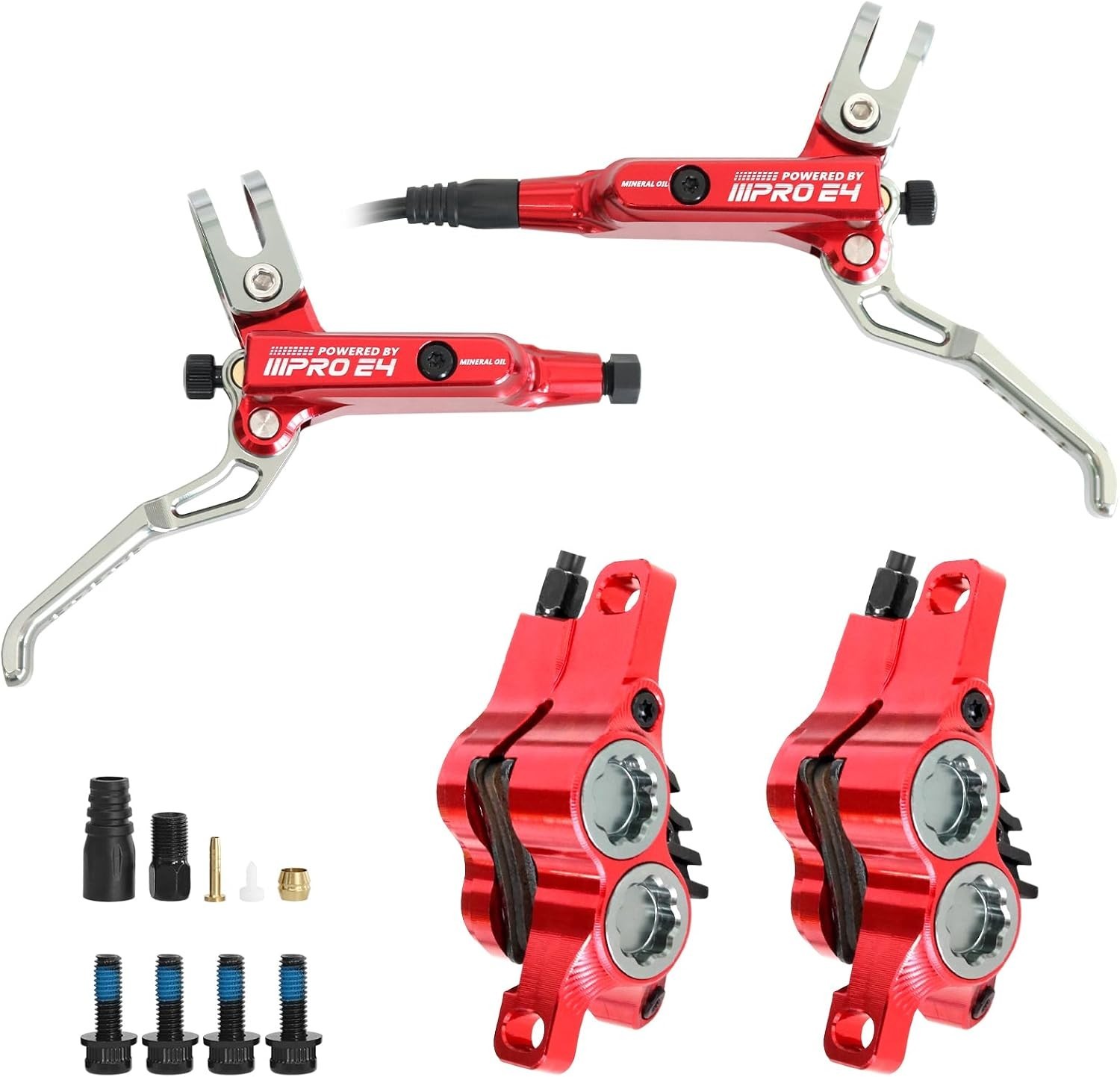 ZTZ IIIPRO E4 MTB Hydraulic Disc Brake Set, 4-Piston Hydraulic Brake Kit for MTB
