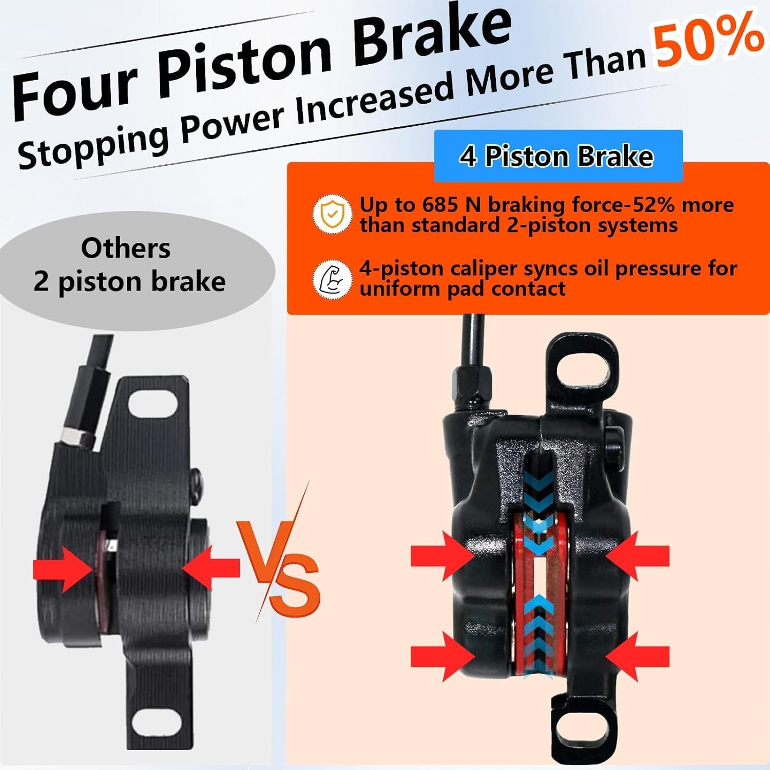 MTB 4 Piston Hydraulic Disc Brakes, MTB Disc Brake Set, Front Left/Rear Right…