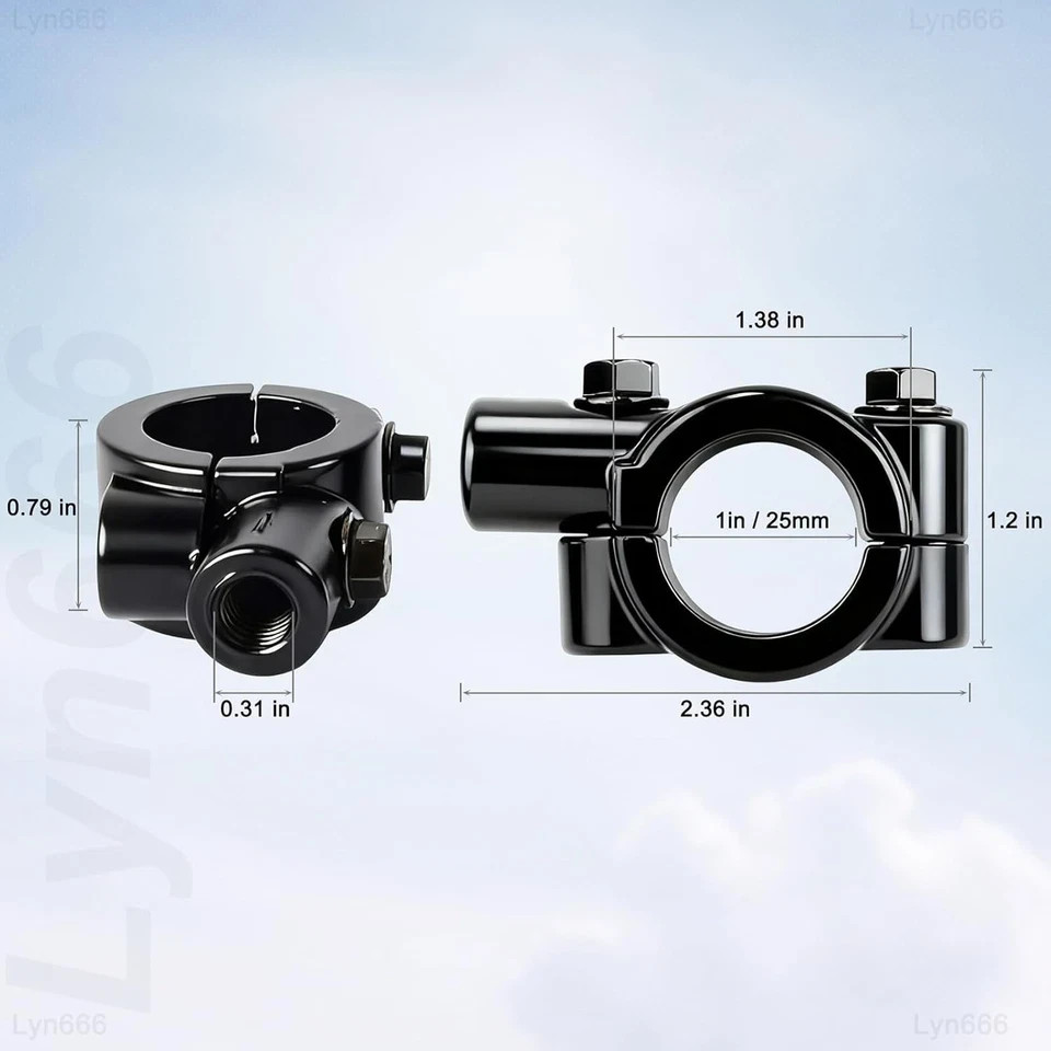 Motorcycle Mirrors Mounts 1″ 25mm Handlebar Mirror Mount Holder Clamp Adaptor 8m
