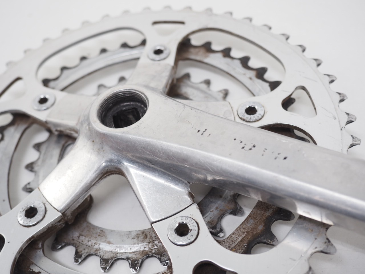 Vintage Sugino VP Triple 3x Crankset 175mm Arms, 48/38/28 Tooth Chainrings