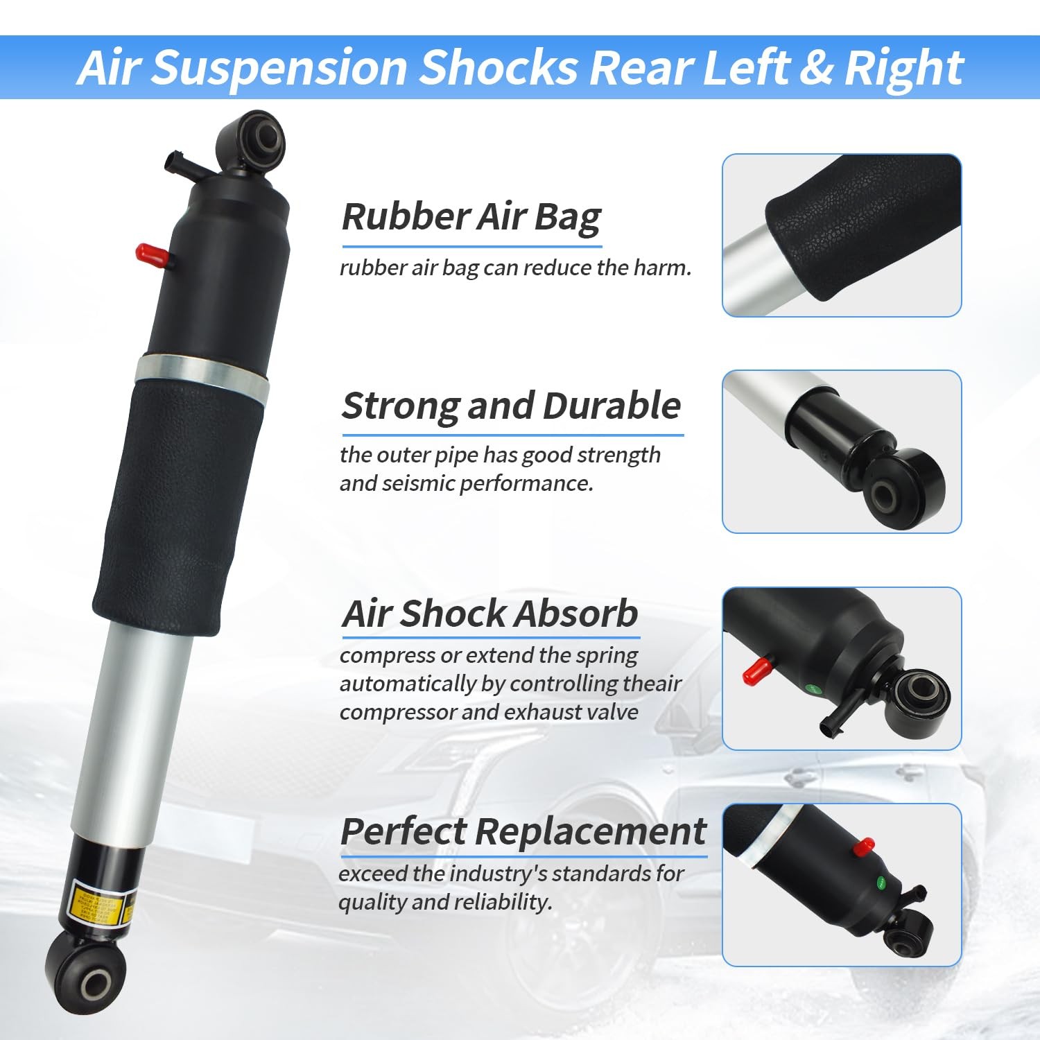Chonse 2Pcs Rear Air Shock Absorber Compatible 2000-2014 Cadillac Escalade Esv
