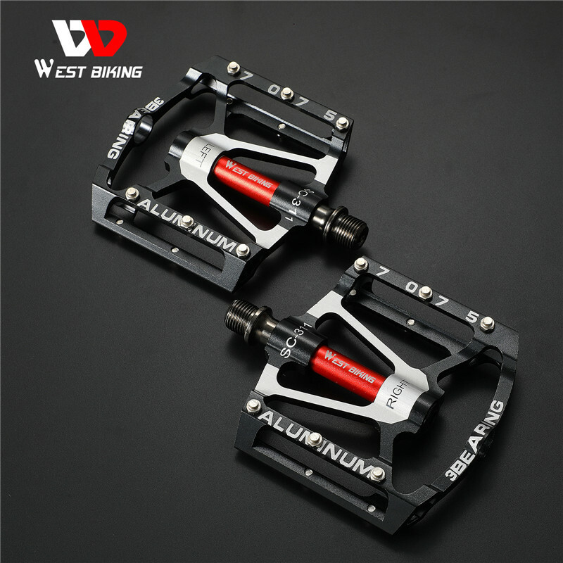 WEST BIKING 3 Sealed Bearing Bicycle Pedals Aluminum Bike Pedals Black 9/16 in