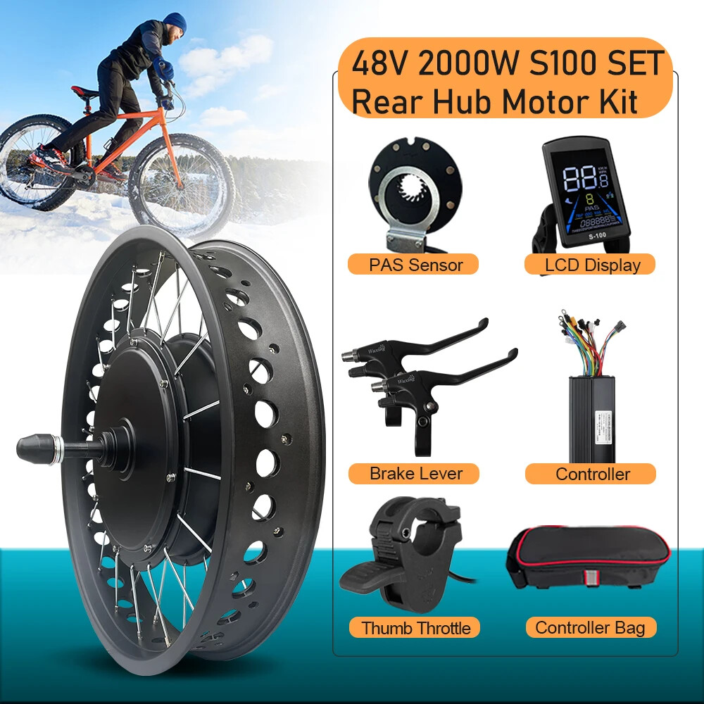 48V 2000W 20/24/26inch Snow E-bike Fat Brushless Gearless Rear Rotate Hub Motor