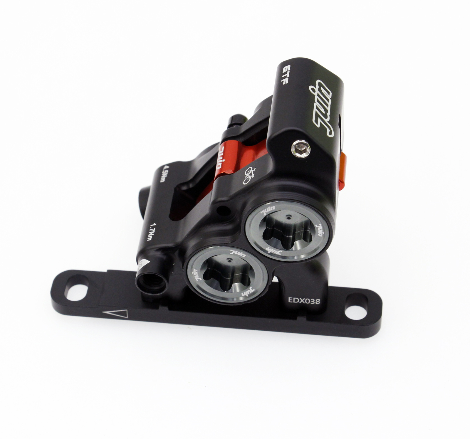 Stealth Black Juin Tech ETF 4 Piston Flat Mount Brakes 140/140mm Road Climb