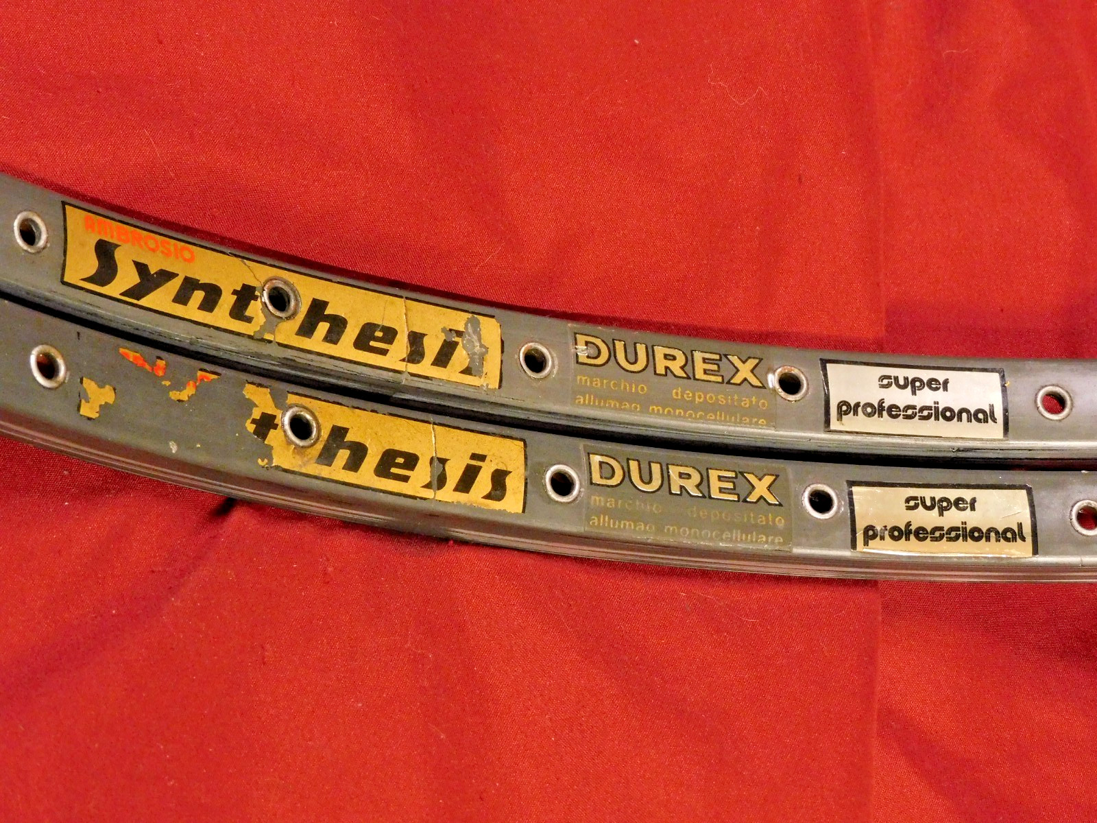 2 Vintage Ambrosio Synthesis Durex Super Professional Tubular Rims 36H @ 435 gr