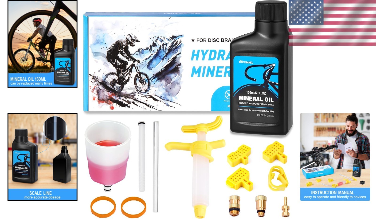 Essential Shimano Brake Bleed Kit – 150ML Mineral Oil & Durable Components