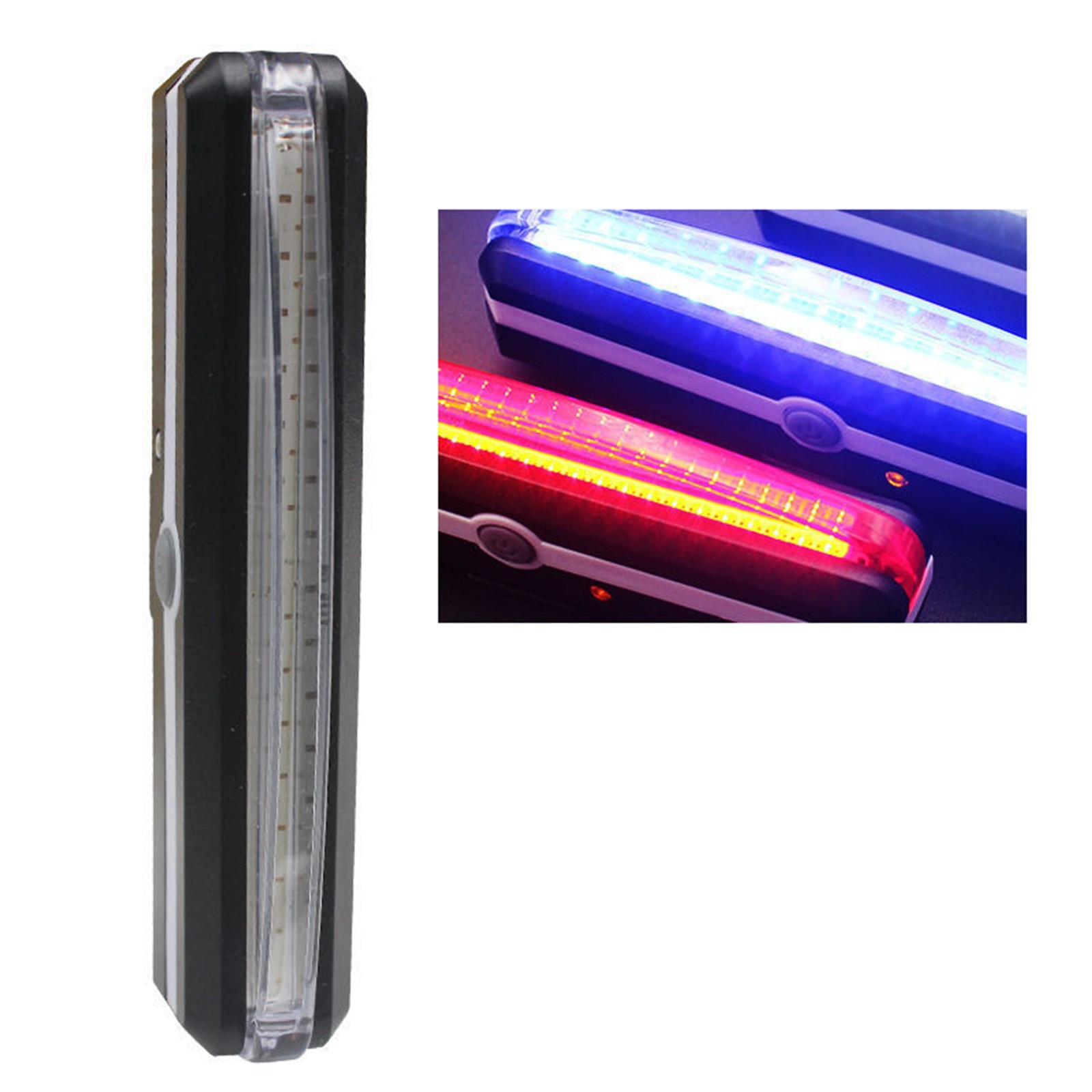Rechargeable LED Tail Light for Road Bikes Rear Mount 3.93×0.7in Night Safe