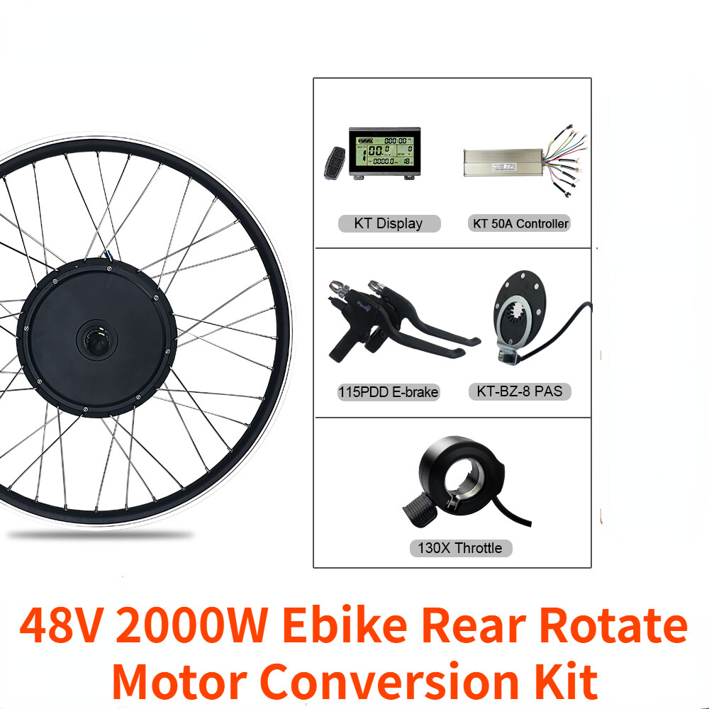 48V 2000W 50A Electric Bike Rear Rotate Motor Wheel Kit with Controller Display