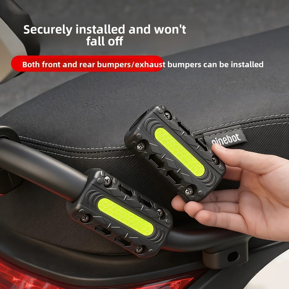 2Pcs Premium Motorcycle Crash Bar Bumper Blocks Protectors with Reflective Strip