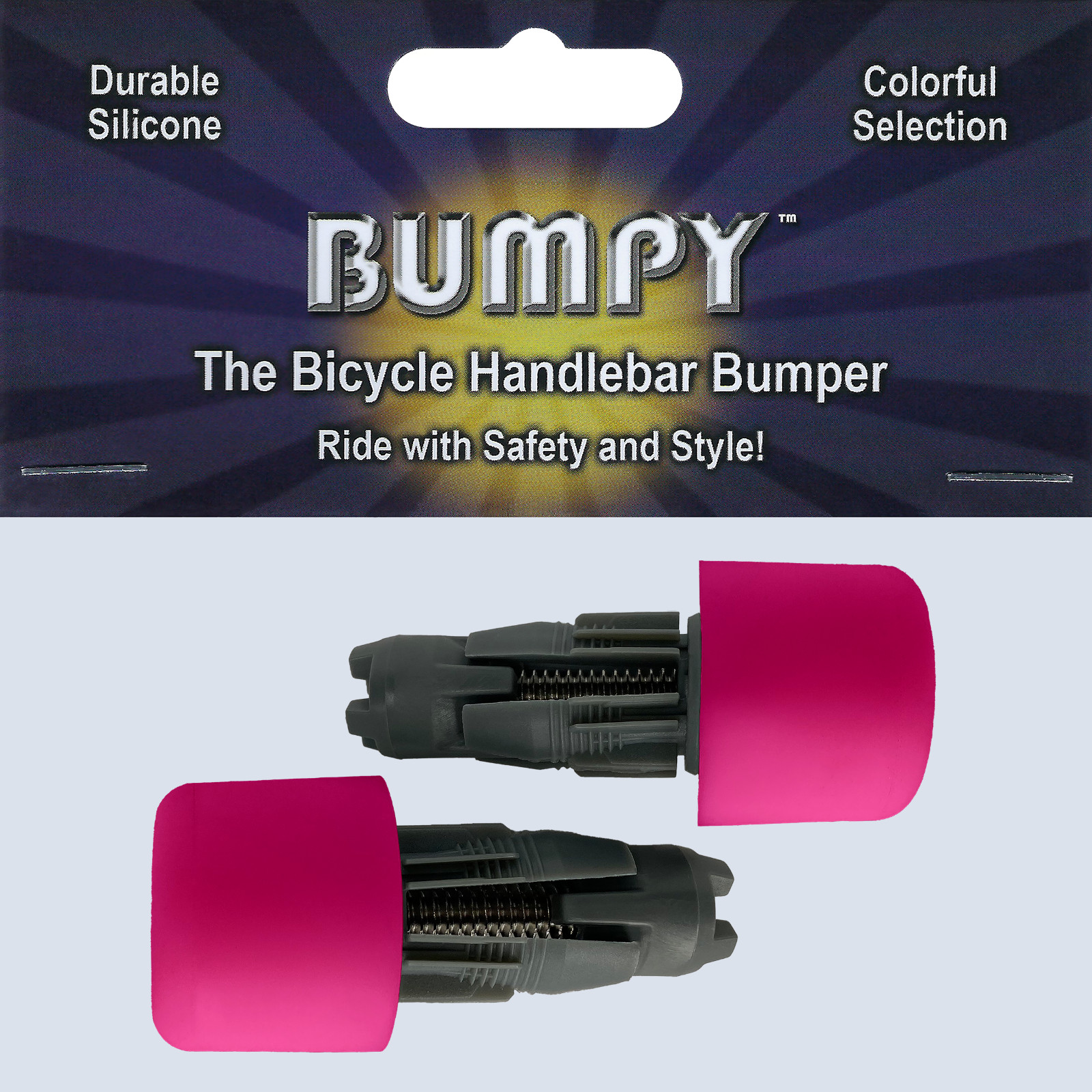 BUMPY END PLUG Bike Handlebar Soft Safe Secure Best Fit Grip Cap Pink Pair