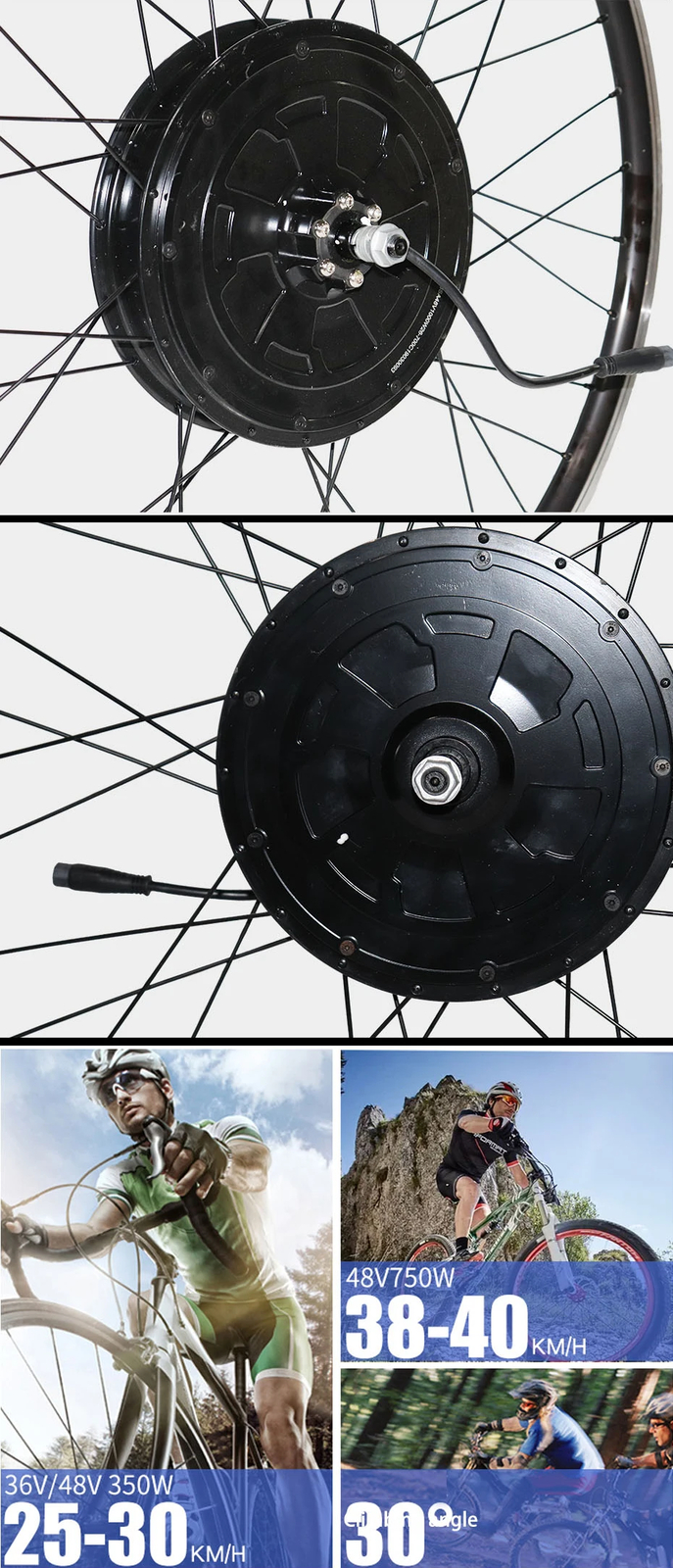 Electric Bike Conversion Kit 36V 250W 350W 500W Front Rear Wheel Hub Motor