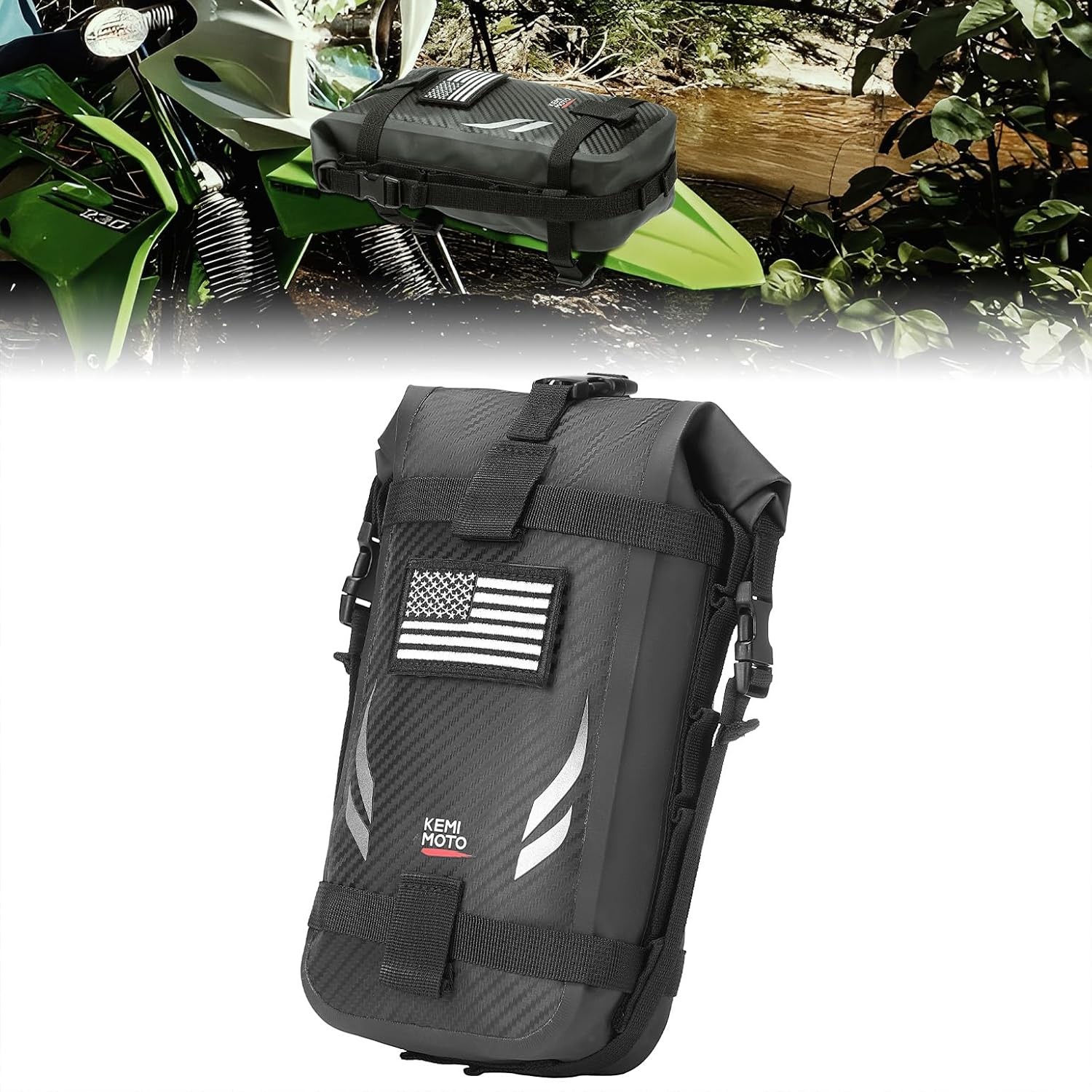 KEMIMOTO Dirt Bike Fender Tool Bag 3.5L PVC Waterproof Motorcycle Adventure Cras