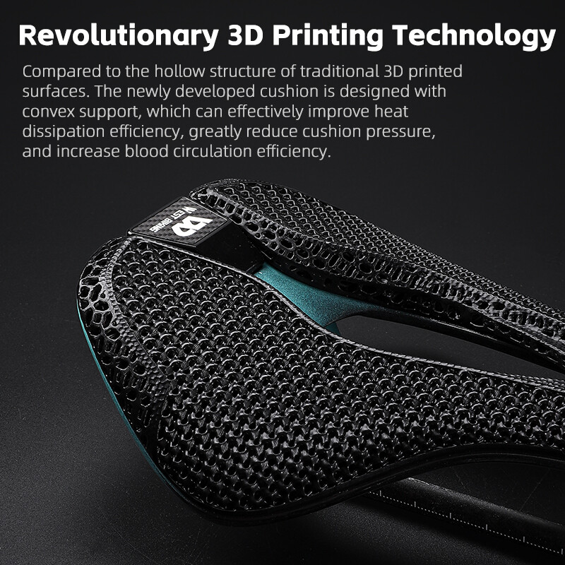 WEST BIKING 3D Printed Short Nose Bicycle Saddle Carbon Fiber Bike Saddle White