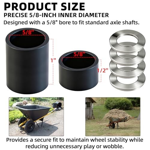 Wheel Hub Spacers – 5/8″ Axle Spacer Kit, Combo Pack with 4 x Nylon 5/8″ Bore