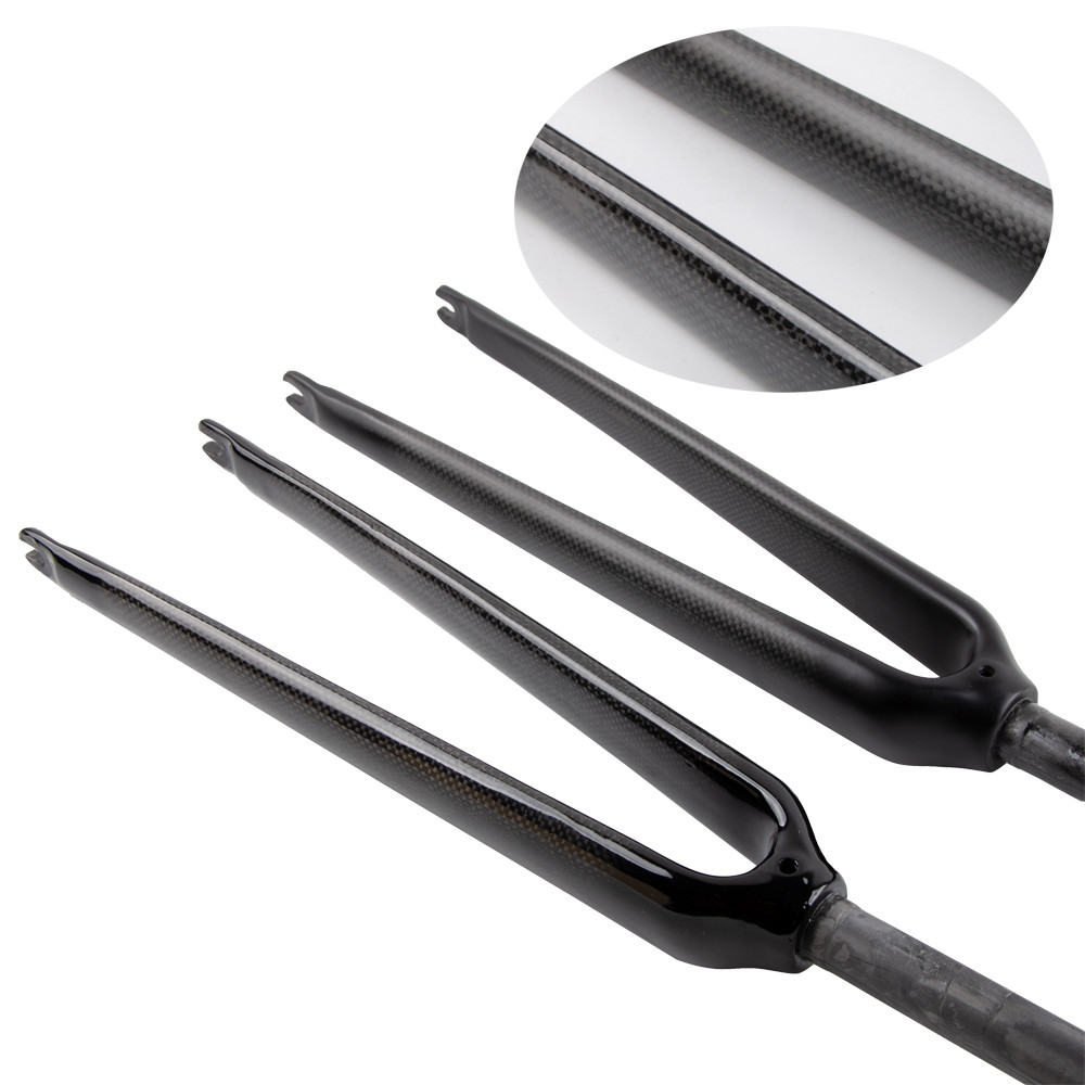 25.4mm Straight Tube Frok 3K Carbon Fiber Rigid Road Bike Fork 700C Rim Brack QR