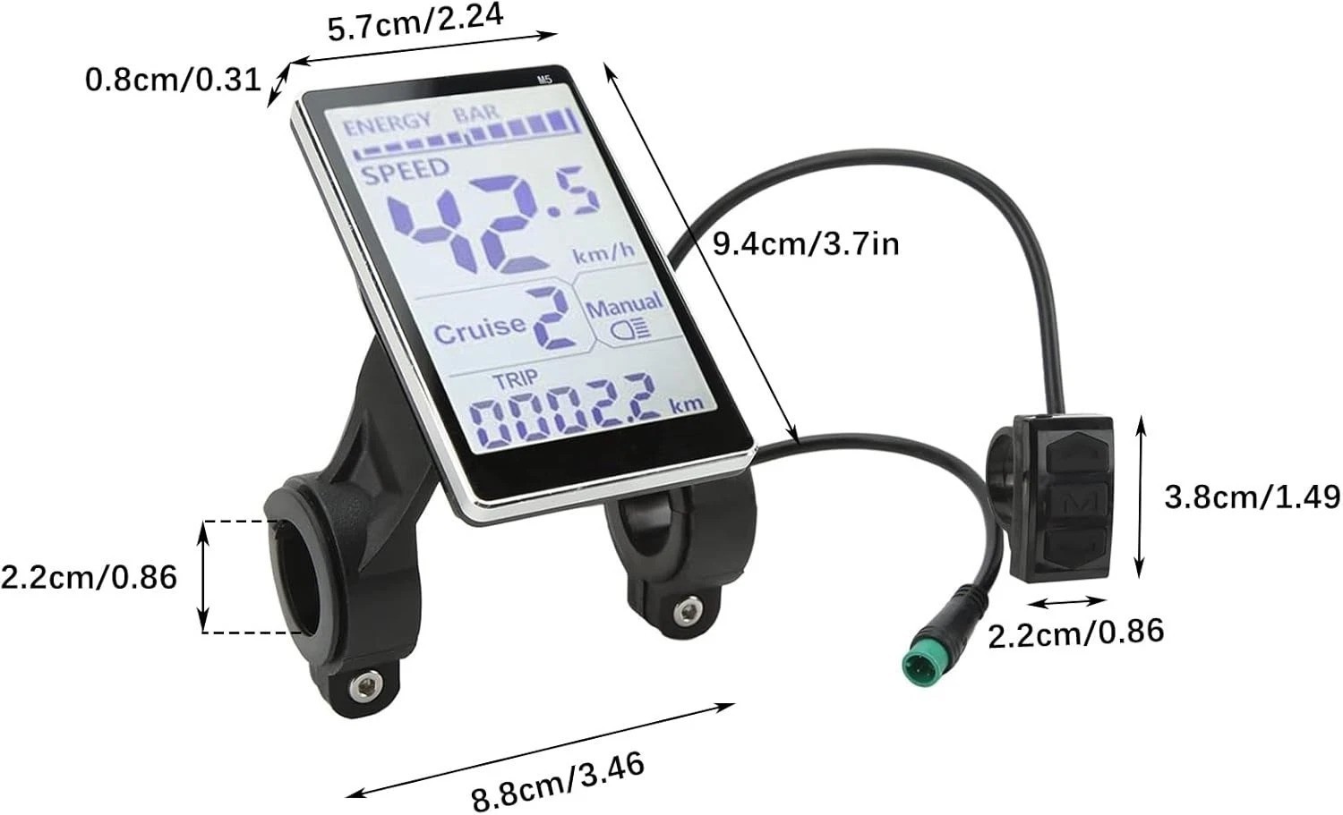 Electric Bike LCD Display, 5 Pin E Scooter M5 Panel Meter Screen with Waterpr…