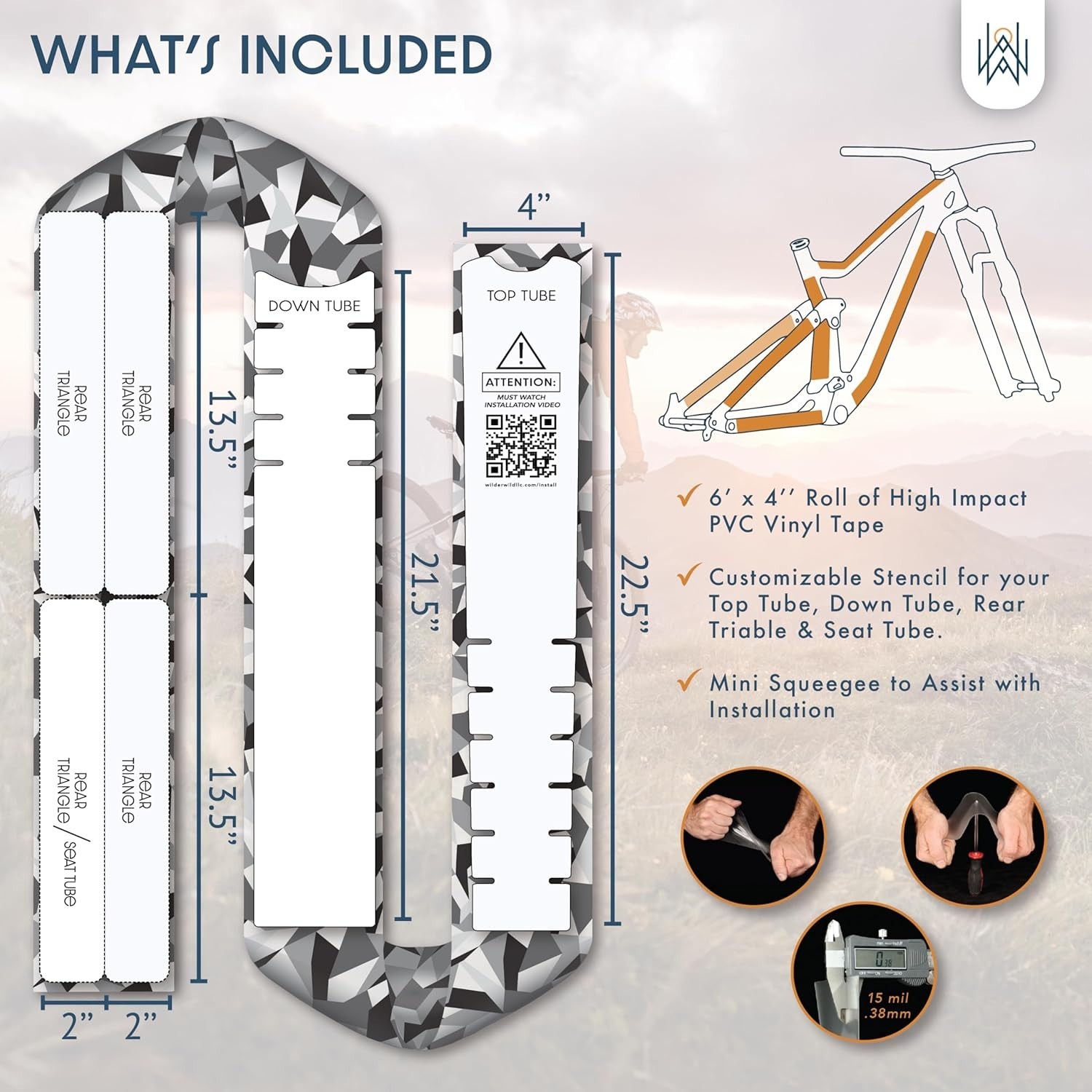 Bike Frame Protection Tape- High Impact Clear Vinyl Wrap Includes Tool 4”x72 …