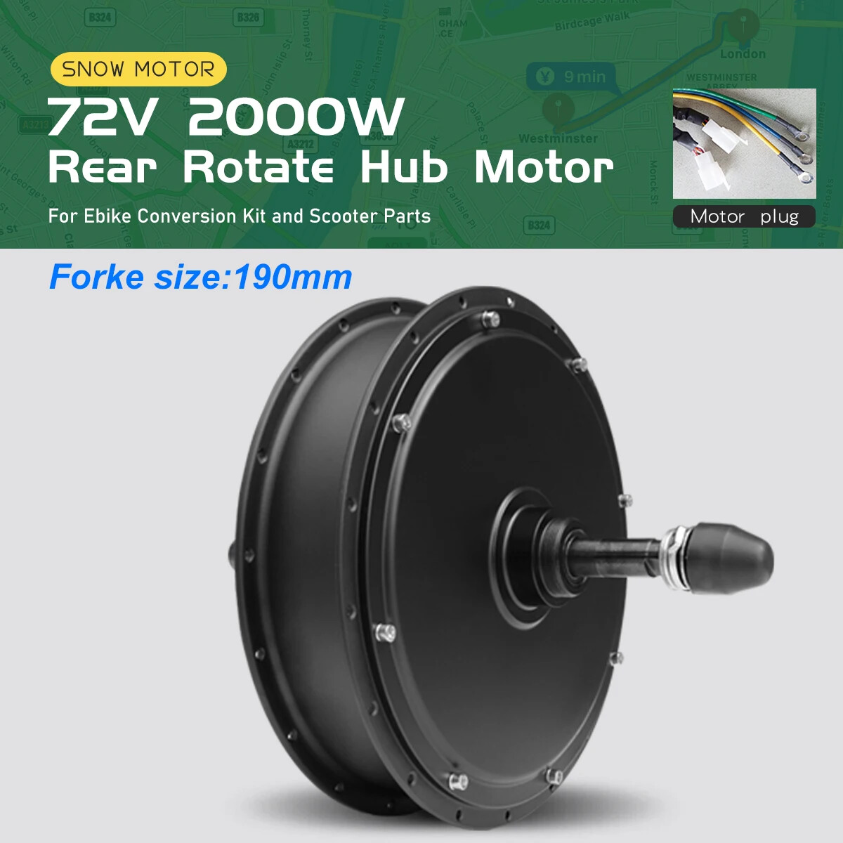 48V 1000W1500W 72V 2000W Snow Electric Bike Brushless Front/Rear Fat Tire Motor