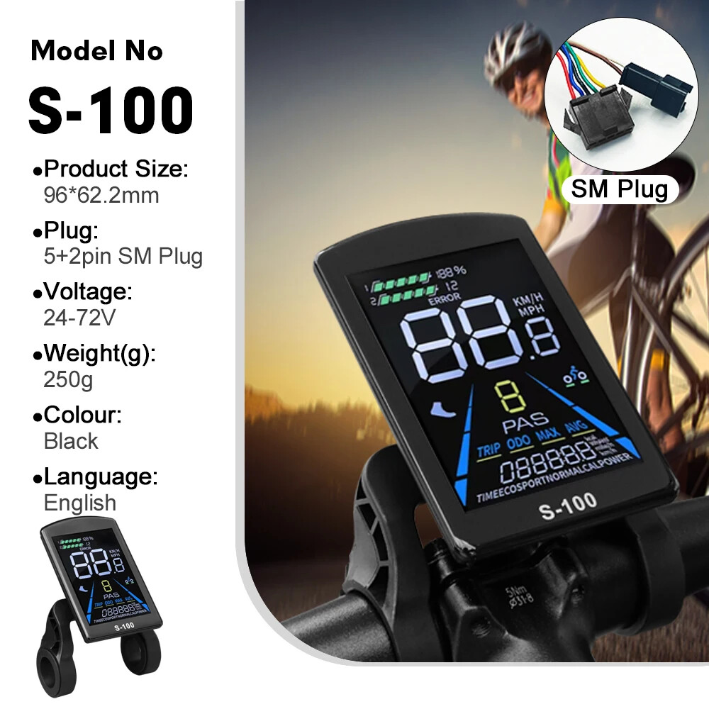 E-bike Display 24V 36V 48V 52V 60V 72V E-bike Colour SM/Waterproof Plug Display
