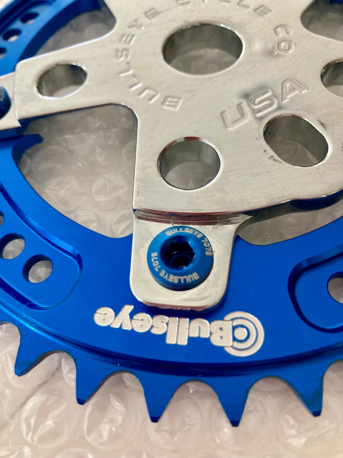 Bullseye BMX 39T Race Works Prodrive Chainring Blue/Chrome