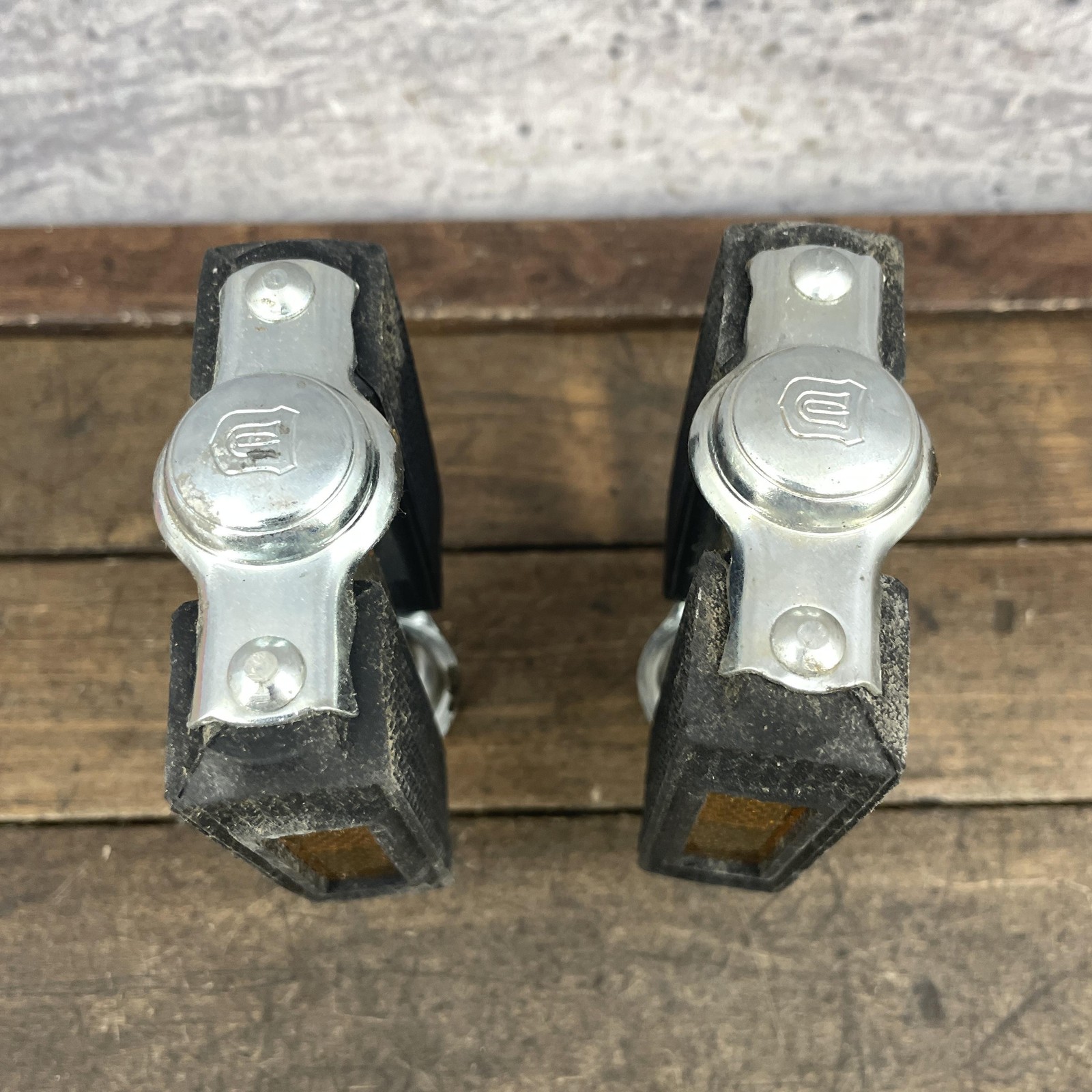 Vintage Union 275 Bike Pedals NOS 1/2 Black Rubber Pair Germany Cruiser